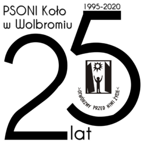 Grafika przedstawia jubileuszowe logo Koła PSONI w Wolbromiu